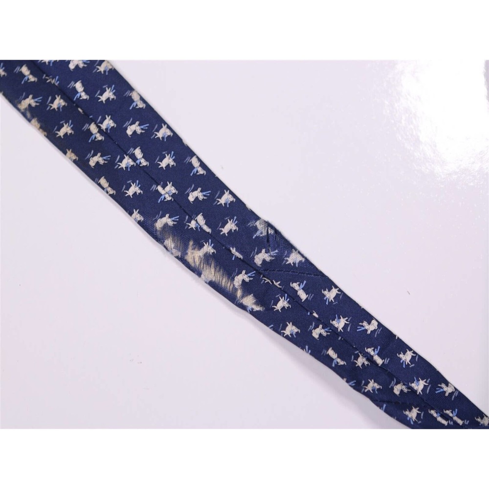 Salvatore Ferragamo Navy Blue Puppy Print Dog Silk Necktie Tie - Picture 7 of 8